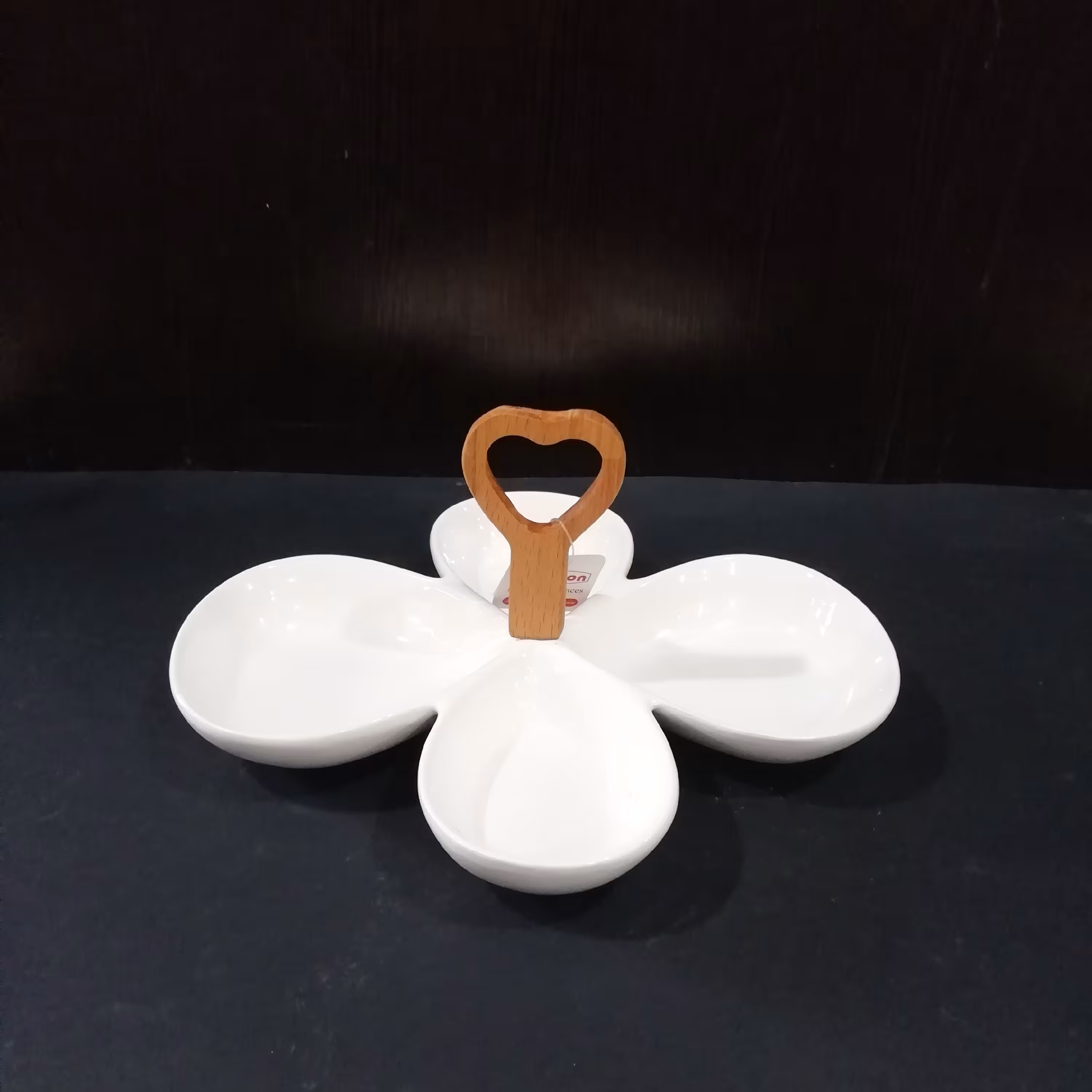 ظرف اردو خوری 4 خانه سرامیک دسته چوب برند برایتون با کیفیت عالی