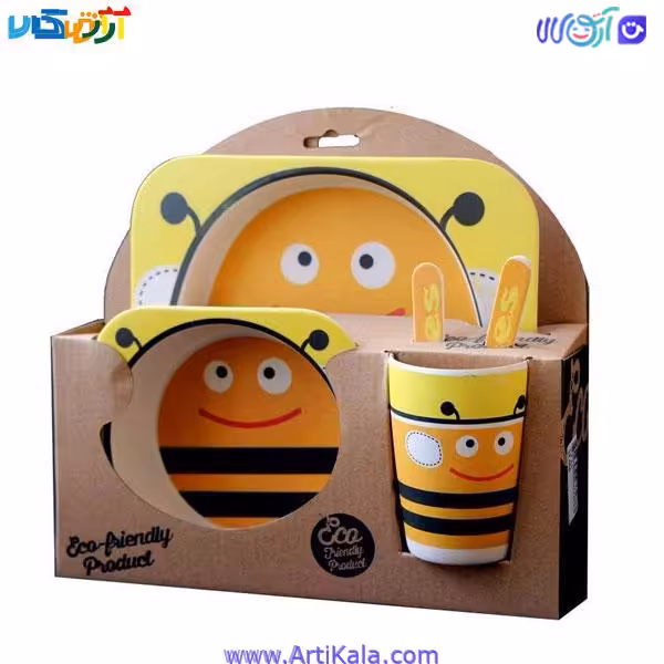 غذا خوری 5 تکه کودک طرح زنبوری