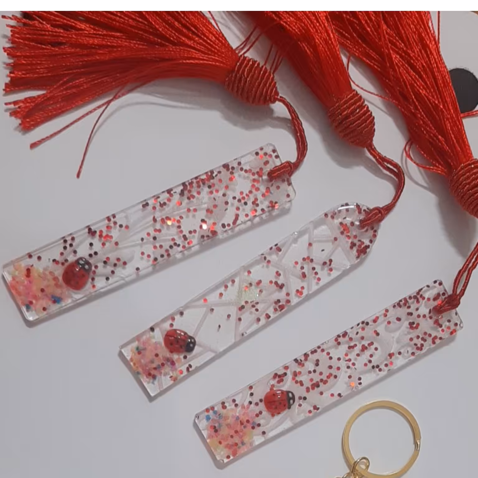 بوک مارک تمام رزین کارشده با سنجاقک و اکلیلل