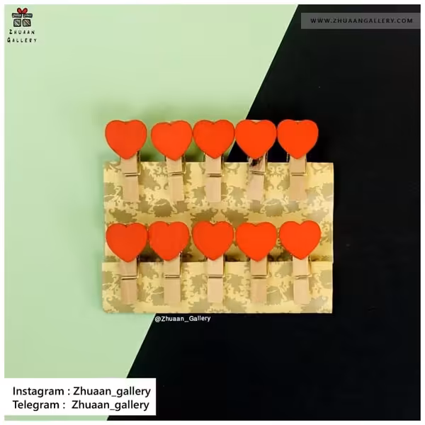 گیره چوبی قلبی قرمز