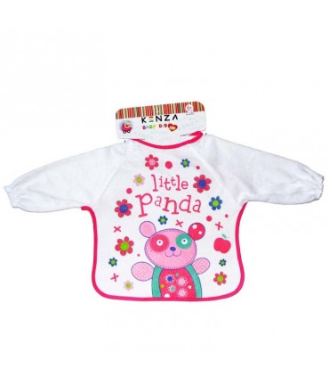 پیشبند آستین دار سفید طرح خرس صورتی برند Kenza