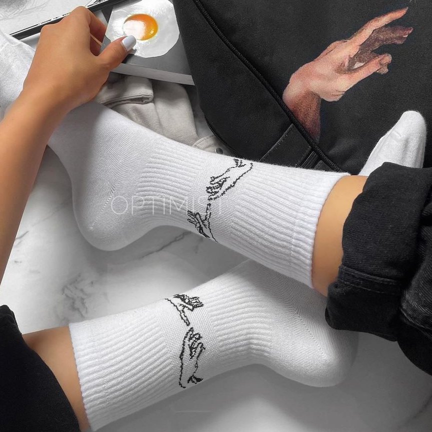 جوراب دست خدا ساقدار زمینه سفید اسپرت نخ پنبه