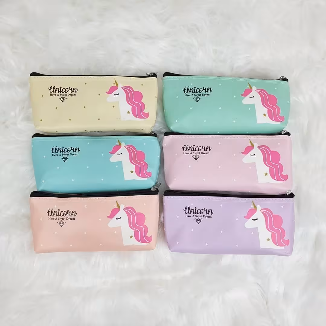 جامدادی تکشاخ تک زیپ جا مدادی یونیکورن چرم مصنوعی