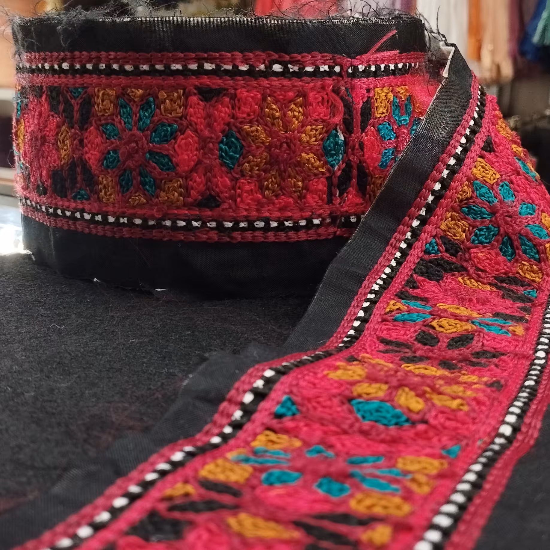 نوار  (یراق) سنتی بلوچی دوزی کاموا بافت نقش برجسته کد 3