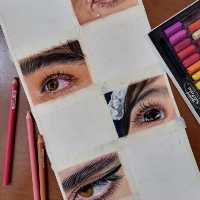 نقاشی چشم رنگی پاستل ابعاد A5