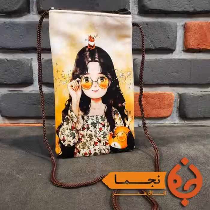 کیف موبایل مخمل کوبیده طرح دختر کد D39
