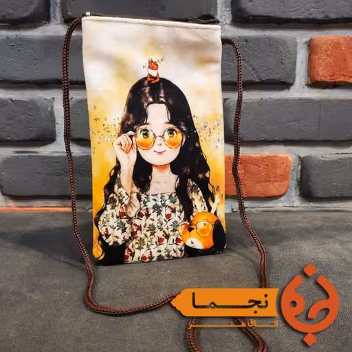 کیف موبایل مخمل کوبیده طرح دختر کد D39
