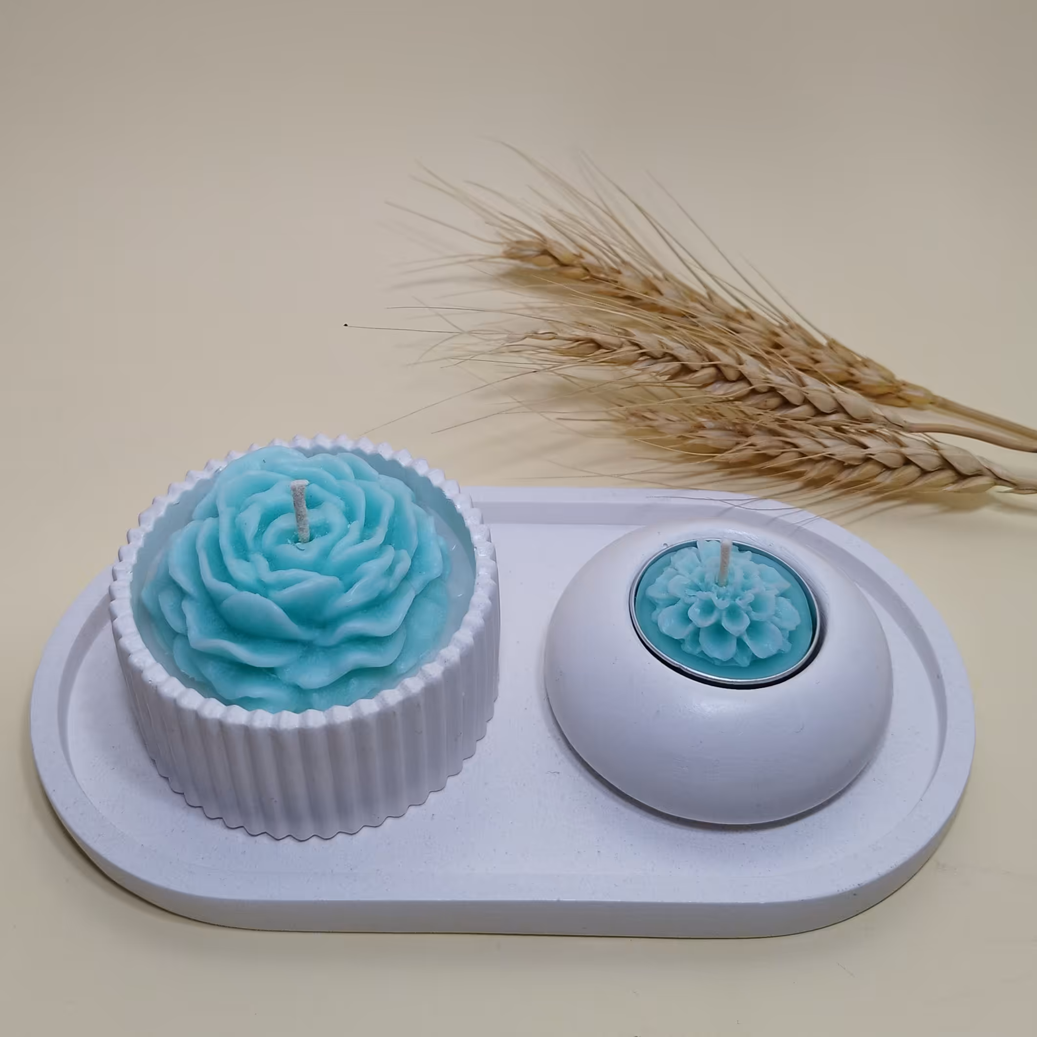 جاشمعی گل آلاله به همراه سینی مجموعه 3 عددی