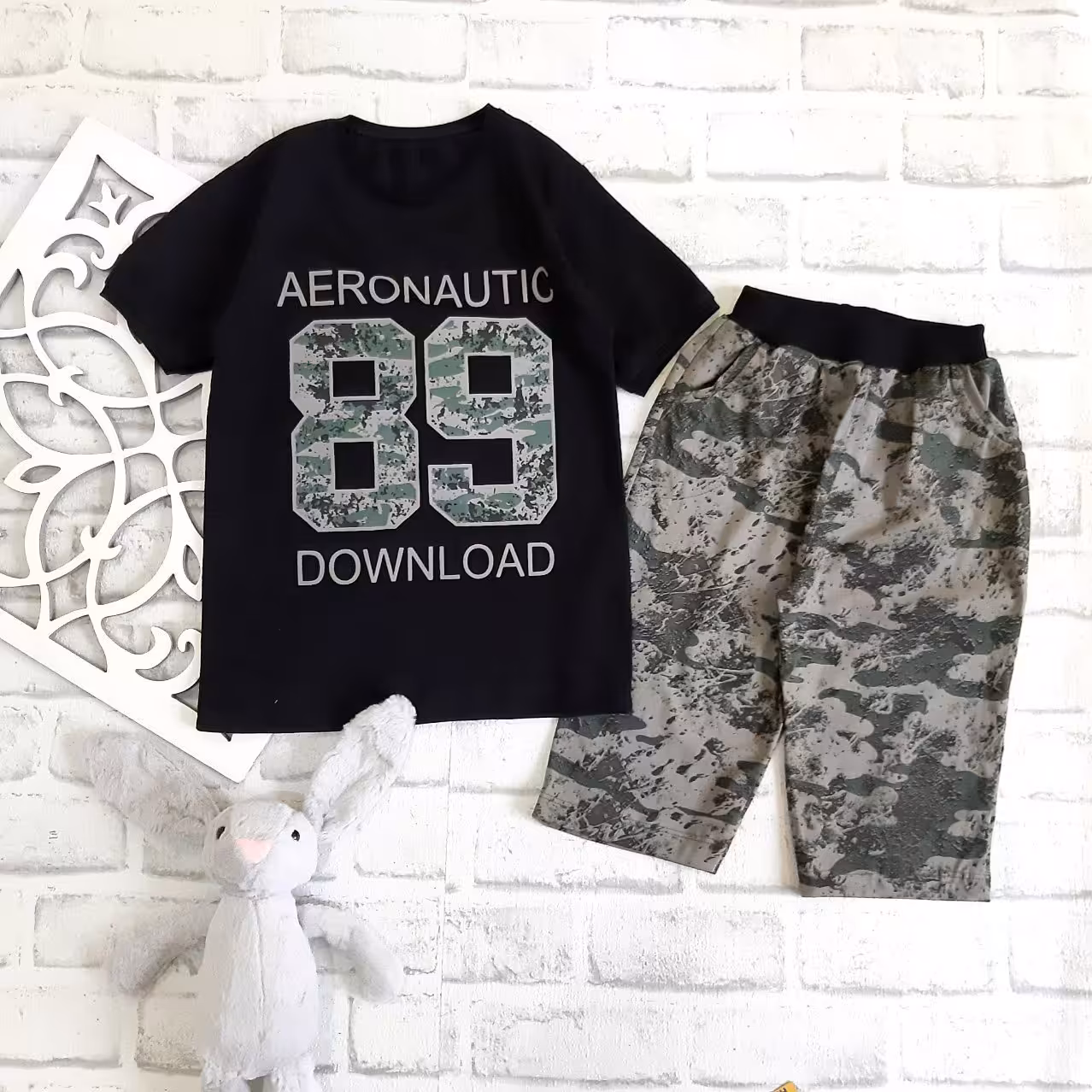 ست تیشرت و شلوارک چیریک پسرانه سایز 60 و 65 کد 539n