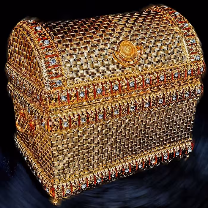 صندوق بزرگ مدل حصیری رنگ طلایی 