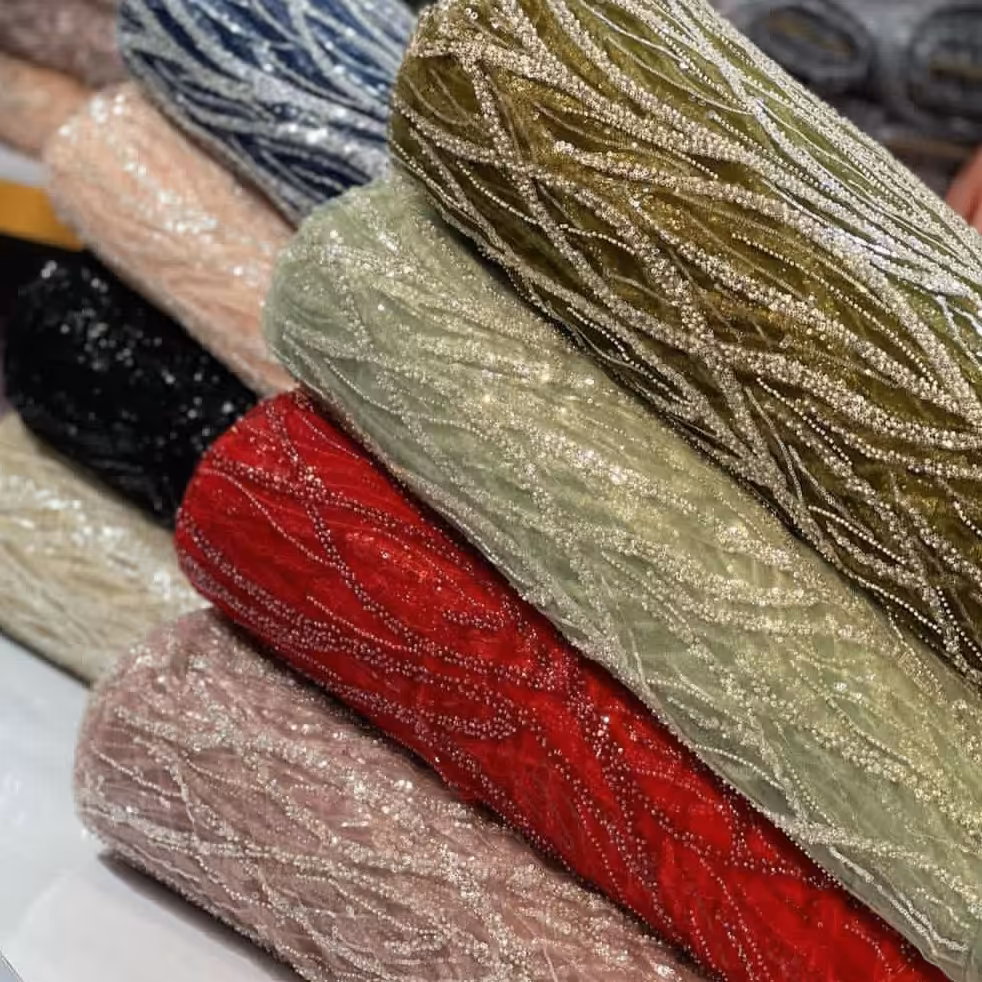 پارچه مجلسی کریستال طرح شاخه ای