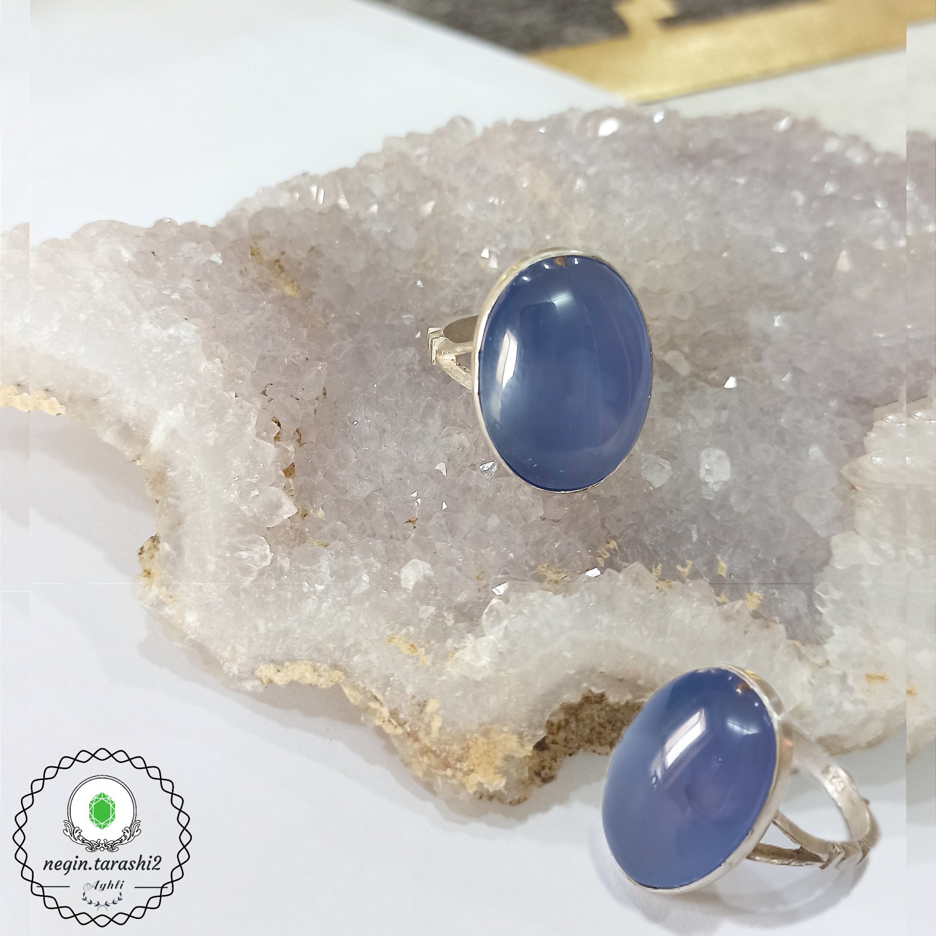انگشتر نقره عقیق آبی