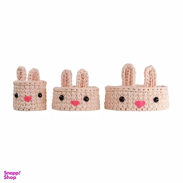 سبد قلاب بافی تریکو شونابیز مدل خرگوش کد SZ14 مجموعه 3 عددی