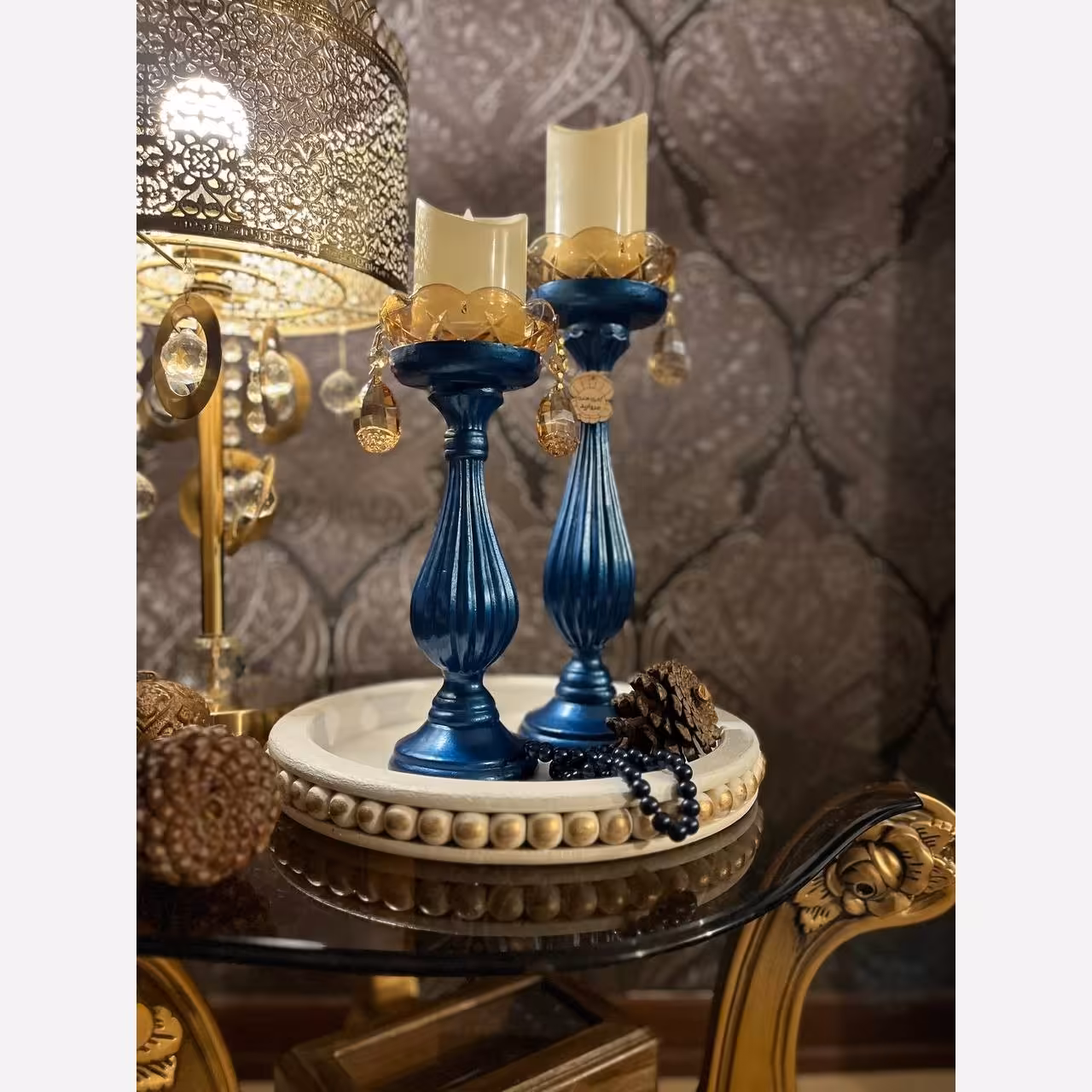 ست دو تایی شمعدان پلی استر 