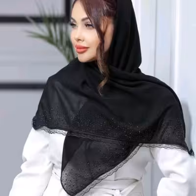 روسری کرپ مجلسی نگین ودانتل