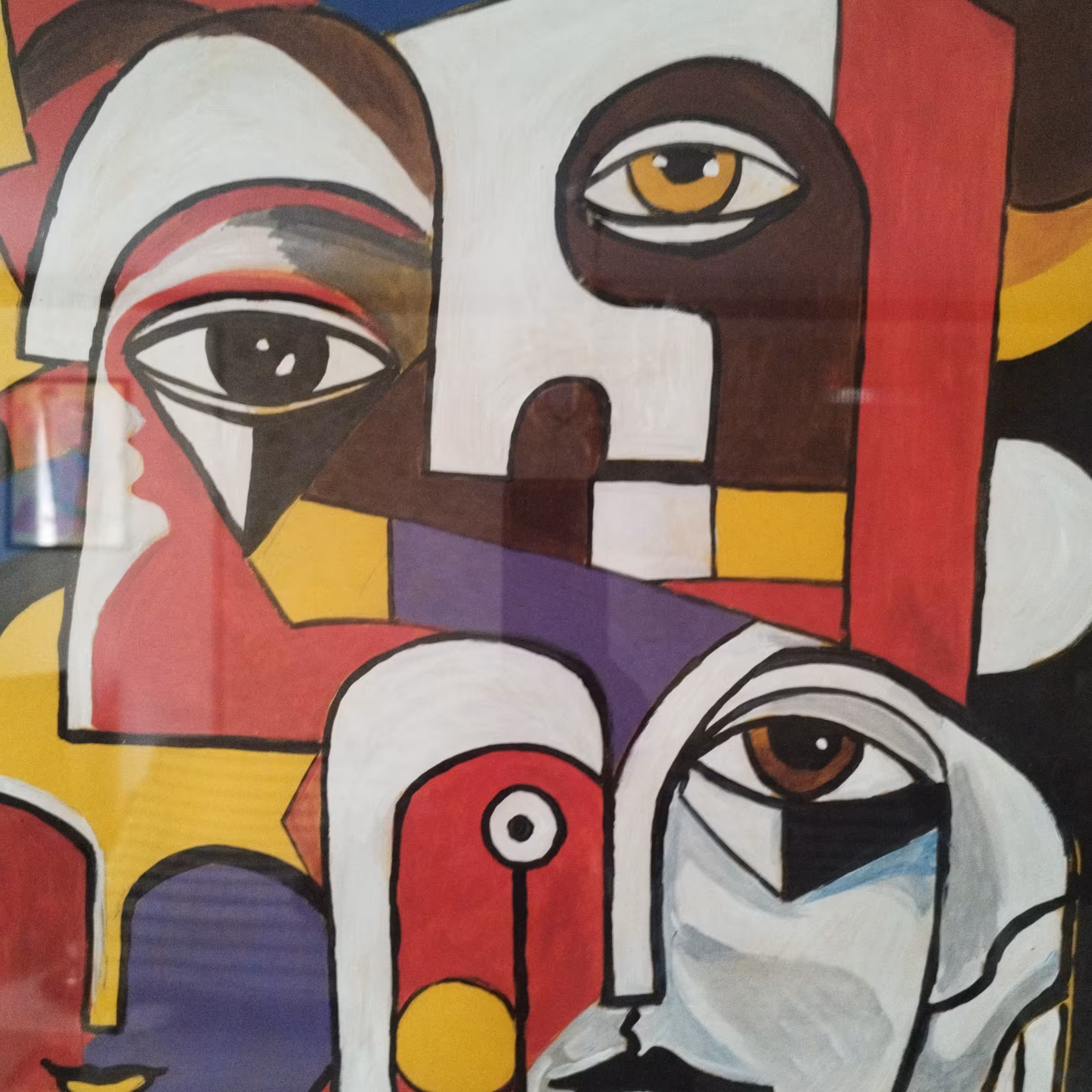 نقاشی سبک کوبیسم روی مقوا 