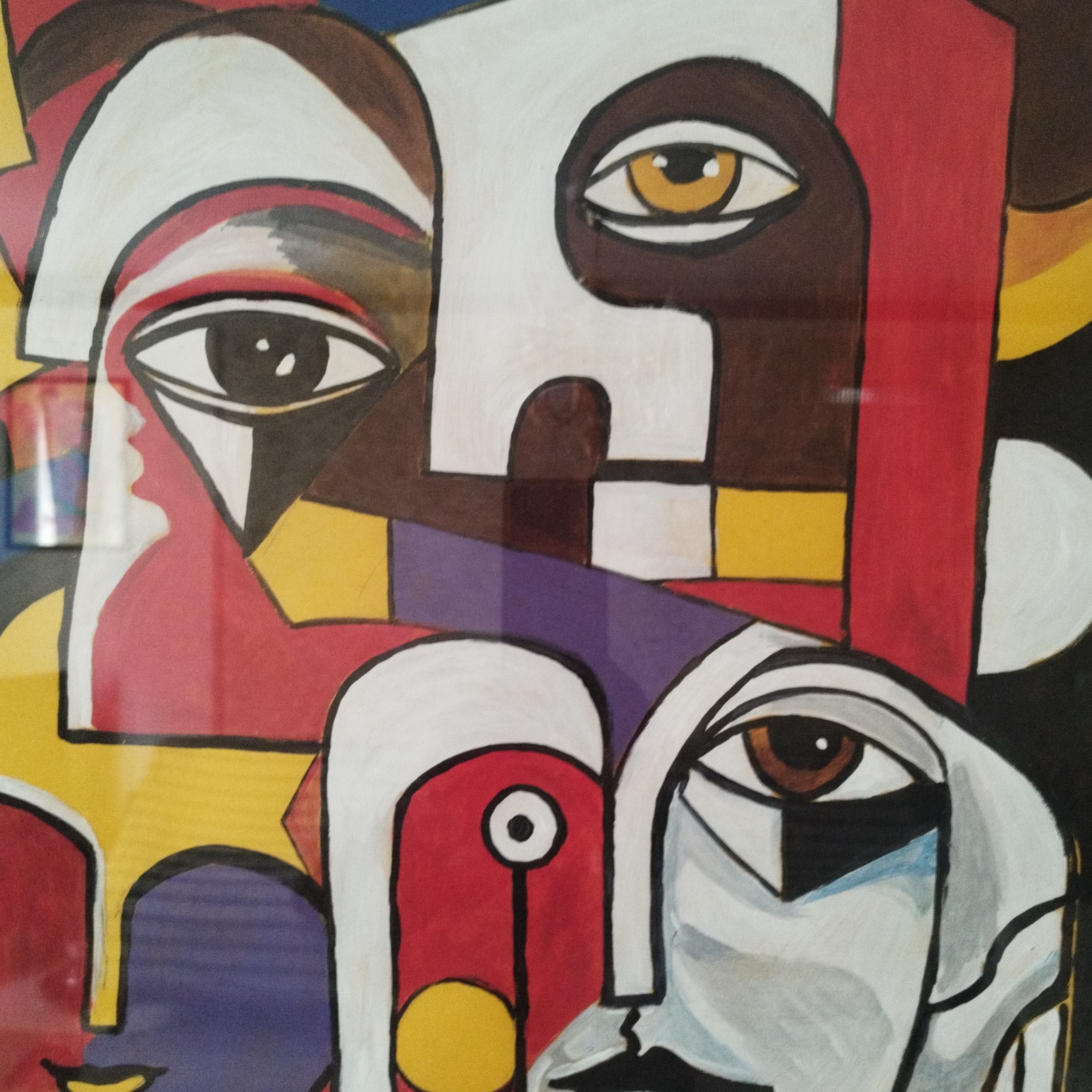 نقاشی سبک کوبیسم روی مقوا