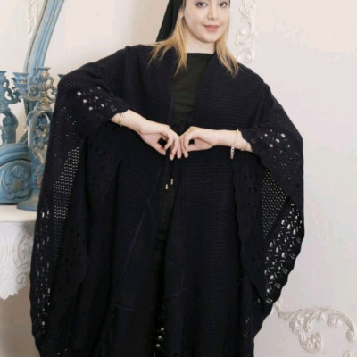 پانچو بافت زنانه پشمی مدل مانتو بافت پانچ