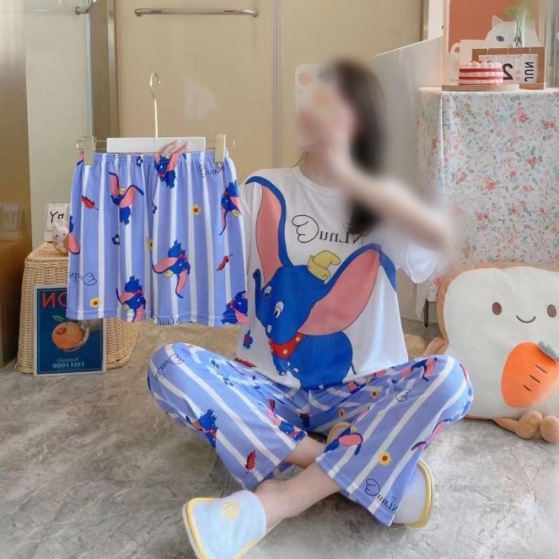 ست 3 تیکه لباس خانگی زنانه و دخترانه جنس نخ پنبه فوق العاده خنک و با کیفیت و طرح های متنوع