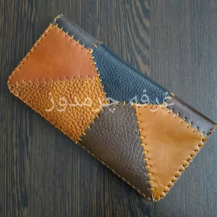 کیف پول چرم طبیعی چهل تکه دست دوز  کد 7