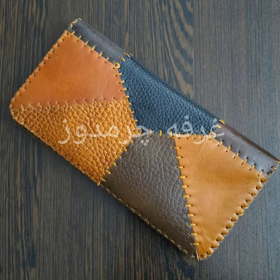کیف پول چرم طبیعی چهل تکه دست دوز  کد 7