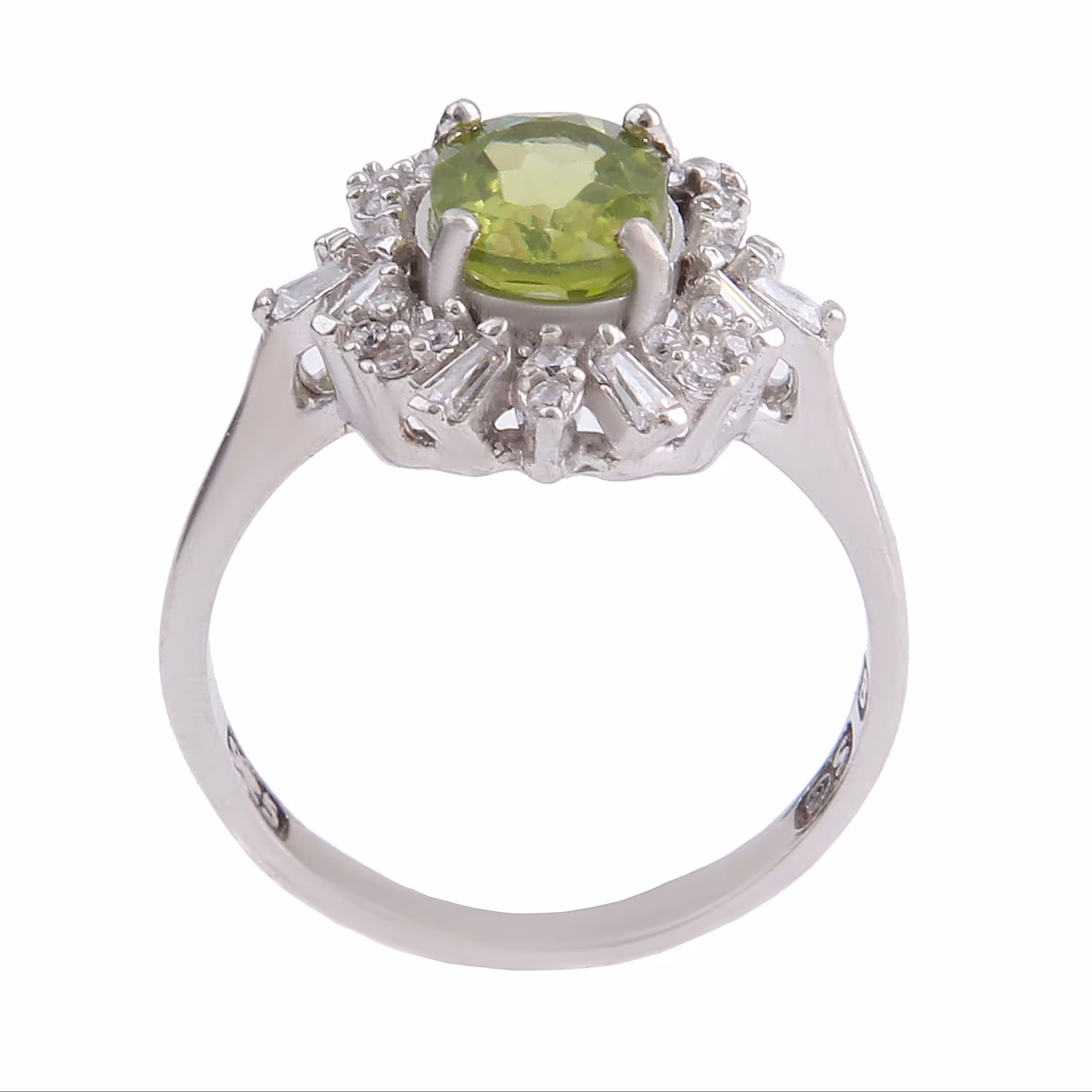 انگشتر نقره زنانه بازرگانی میلادی مدل زبرجد قالب جواهری  ابکاری رادیوم کدAWR1302