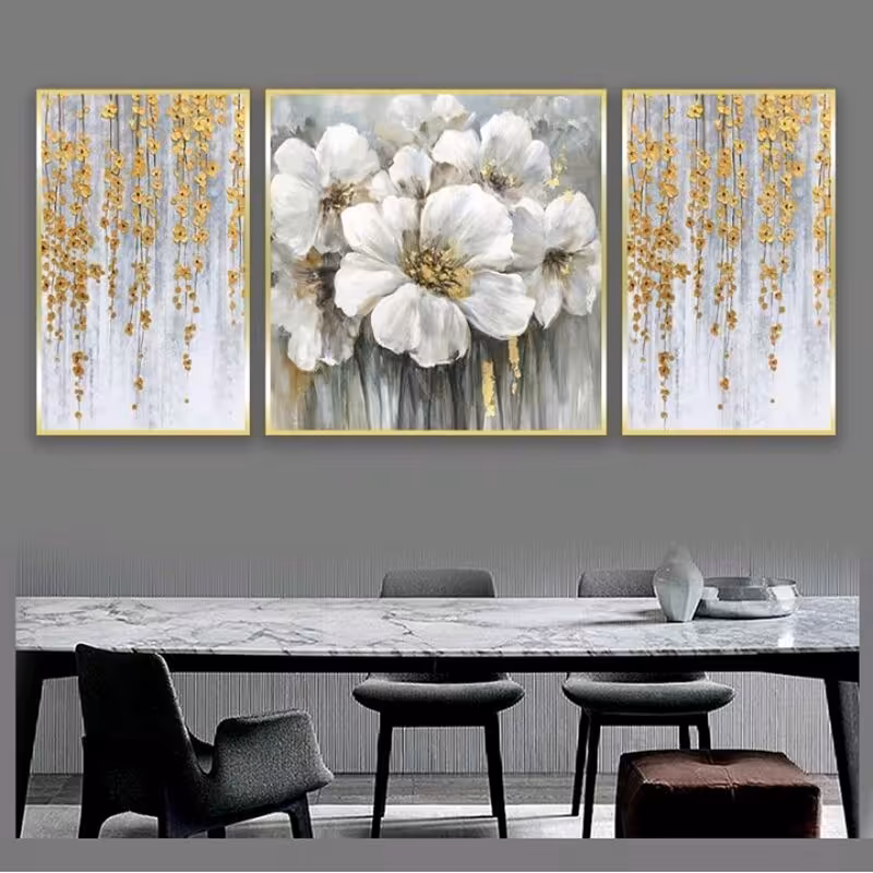 تابلو دکوراتیو طرح گل و ریسه برجسته کار دست زیبا و شیک 