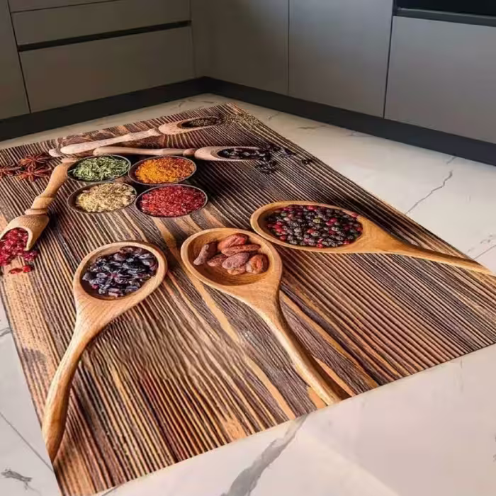 فرشینه آشپزخانه کد 2001 رویه مخمل درجه یک پشت چرم استپ دار بدون لغزندگی