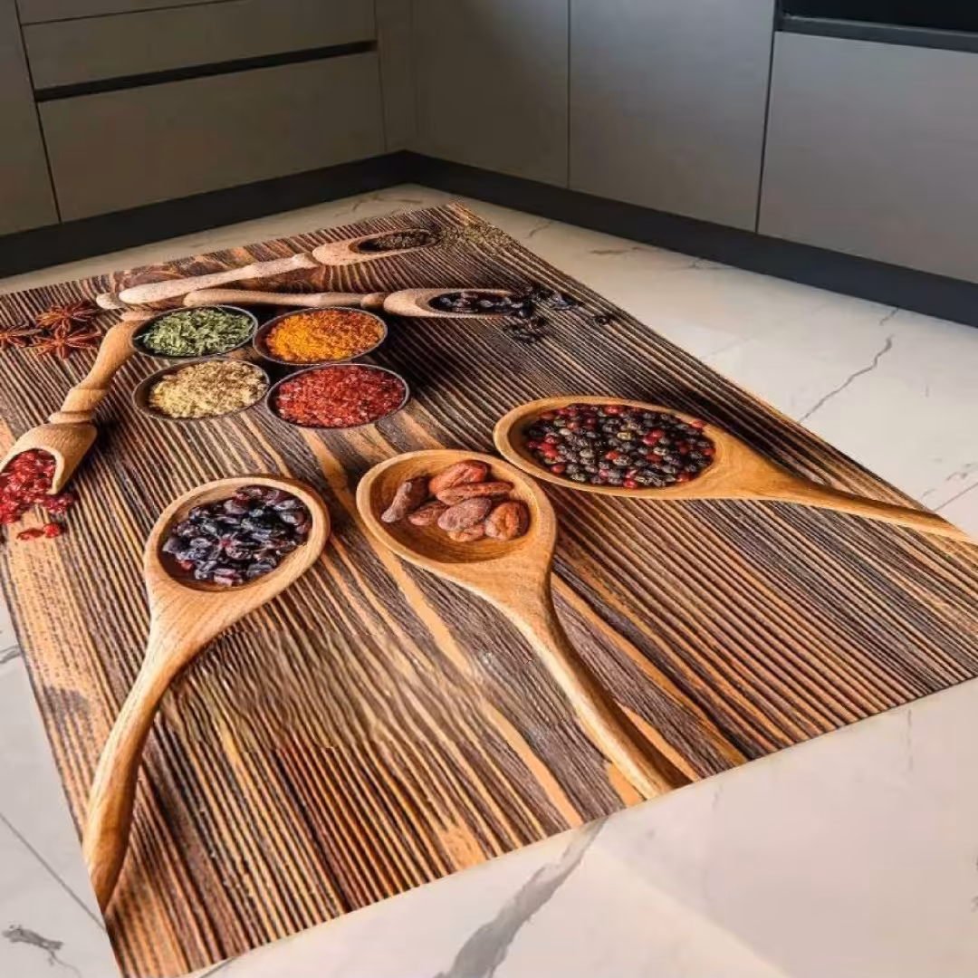 فرشینه آشپزخانه کد 2001 رویه مخمل درجه یک پشت چرم استپ دار بدون لغزندگی