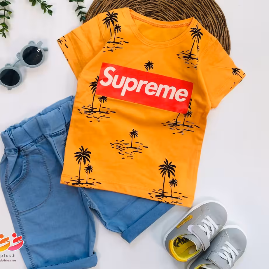 تیشرت شلوارک بچه گانه -تیشرت شلوارک خردلی -تیشرت شلوارک پسرانه 