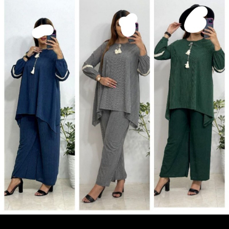 ست مانتو شلوار گوشواره ای مجلسی کد چی