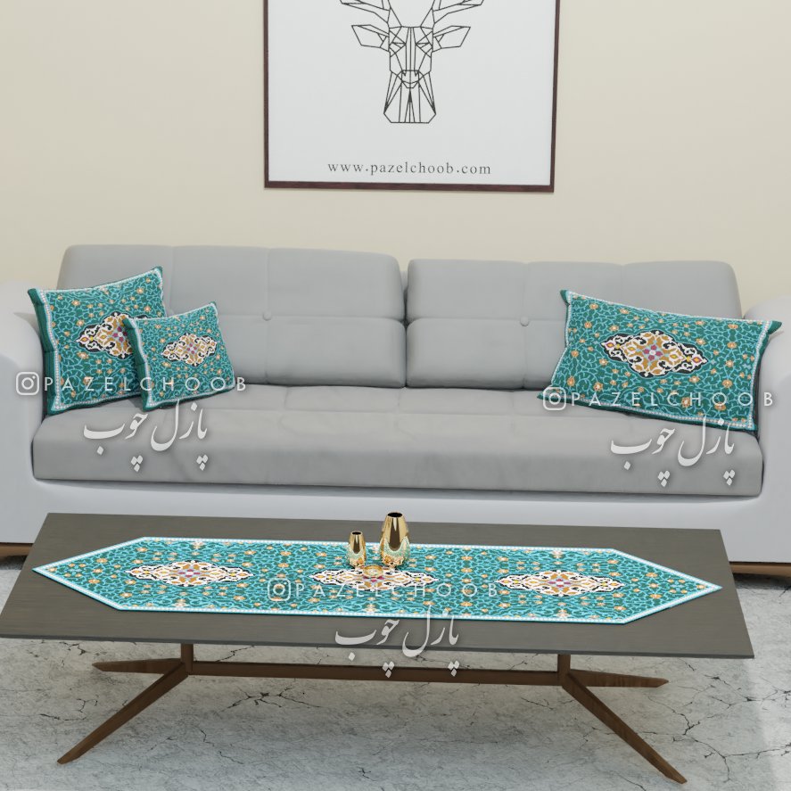 رانر رو میزی و سه تیکه کوسن