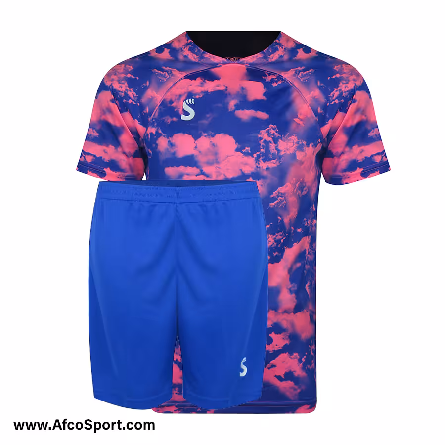 پیراهن شورت تیمی آبی صورتی طرح ابر سینا اسپرت فصل 1401-1402