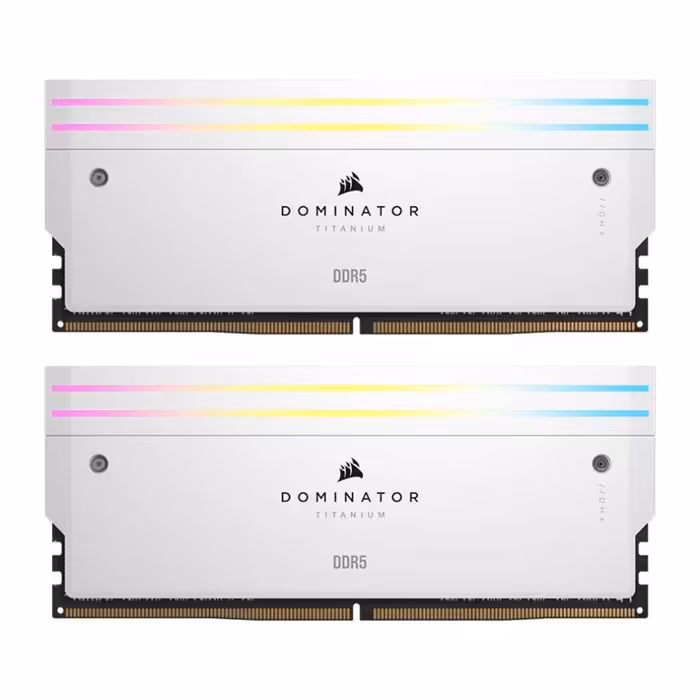 رم کامپیوتر DDR5 دو کاناله 7200 مگاهرتز CL34 کورسیر سفید مدل Dominator Titanium ظرفیت 32 گیگابایت ‌