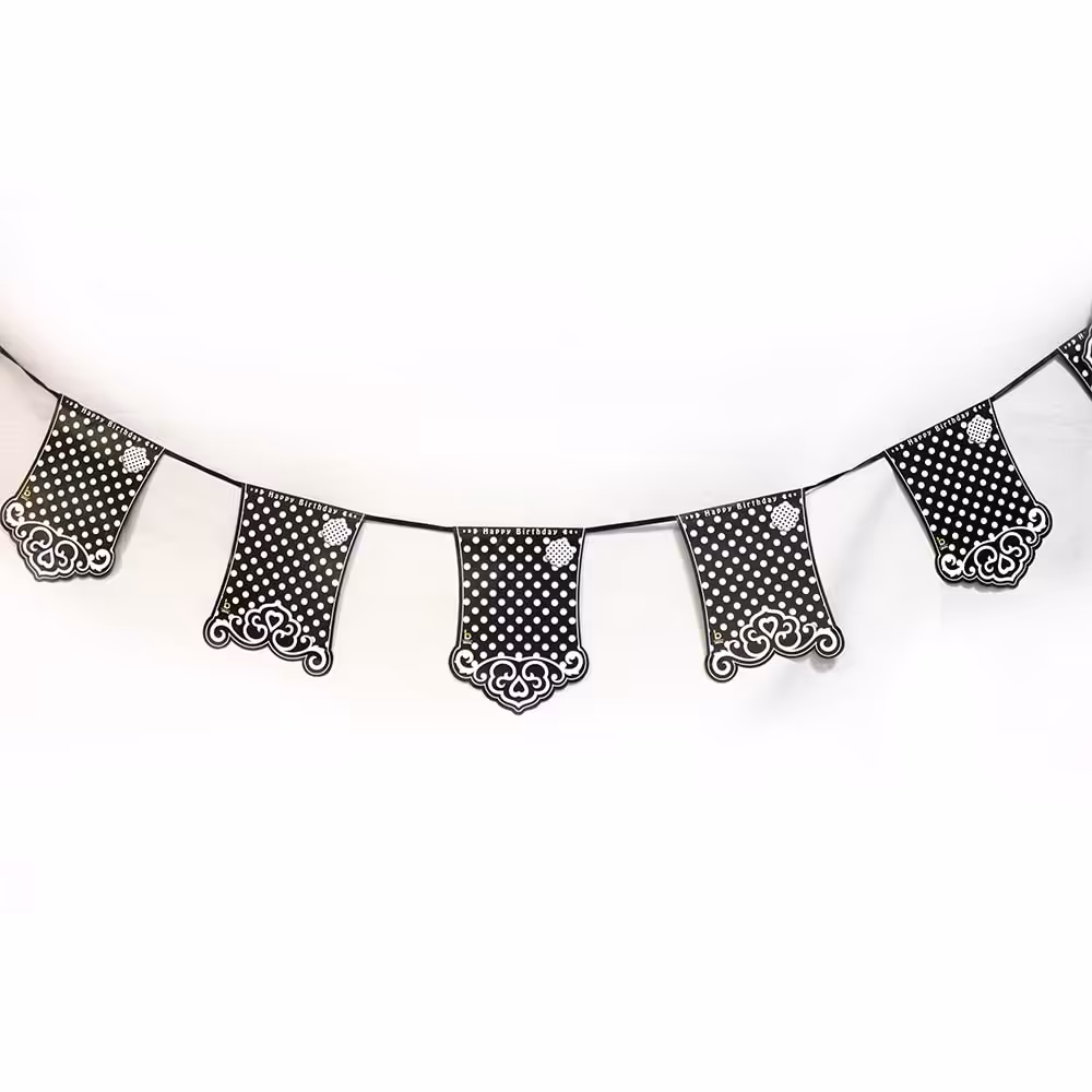 ریسه تم تولد خالدار مشکی سفید 