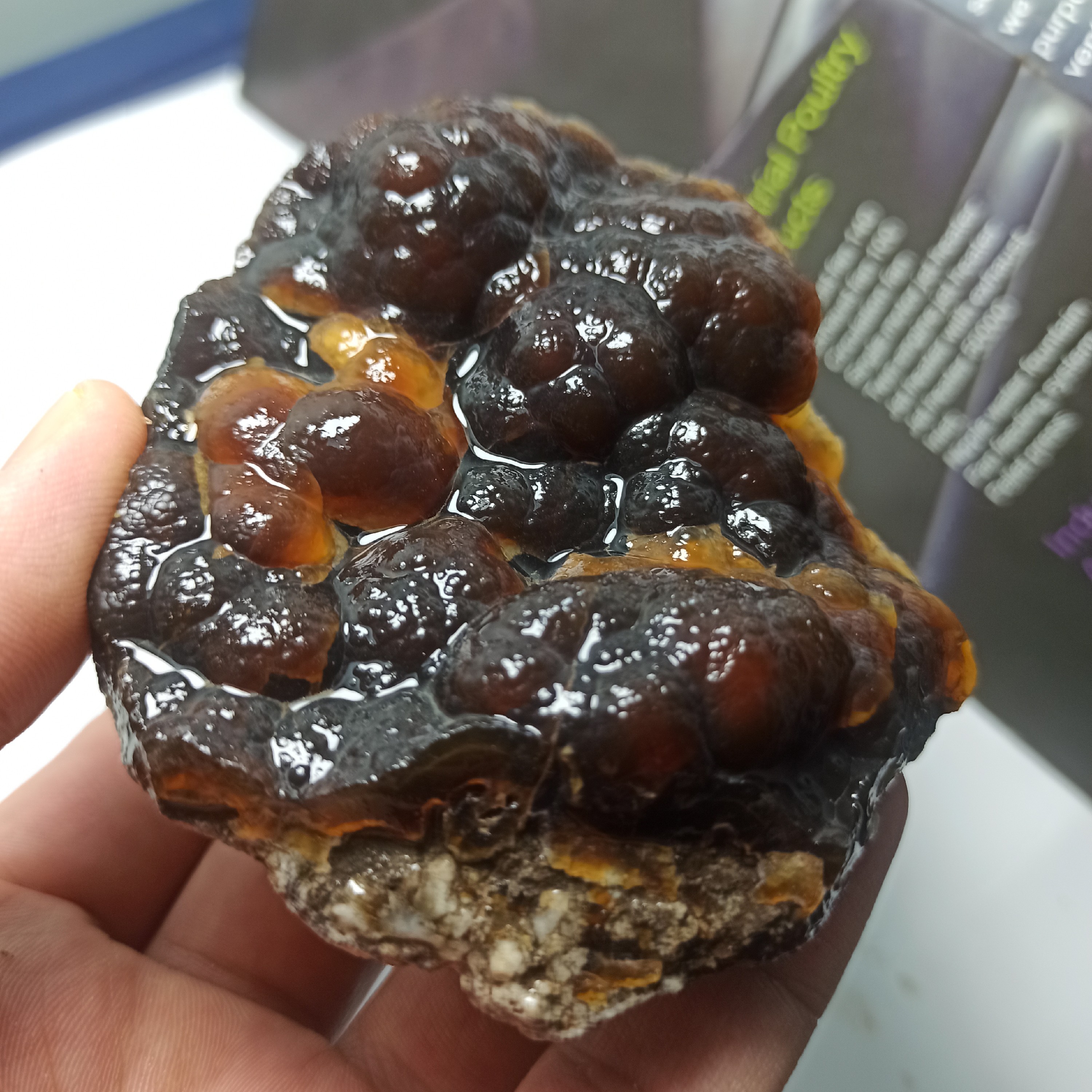 سنگ راف عقیق تاولی یا عقیق انگوری رنگ جزع تیره خوشرنگ بوتروئیدال Botryoidal