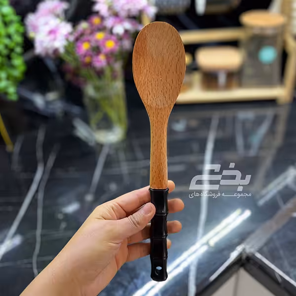 قاشق چوبی دسته سیلیکونی شنیا