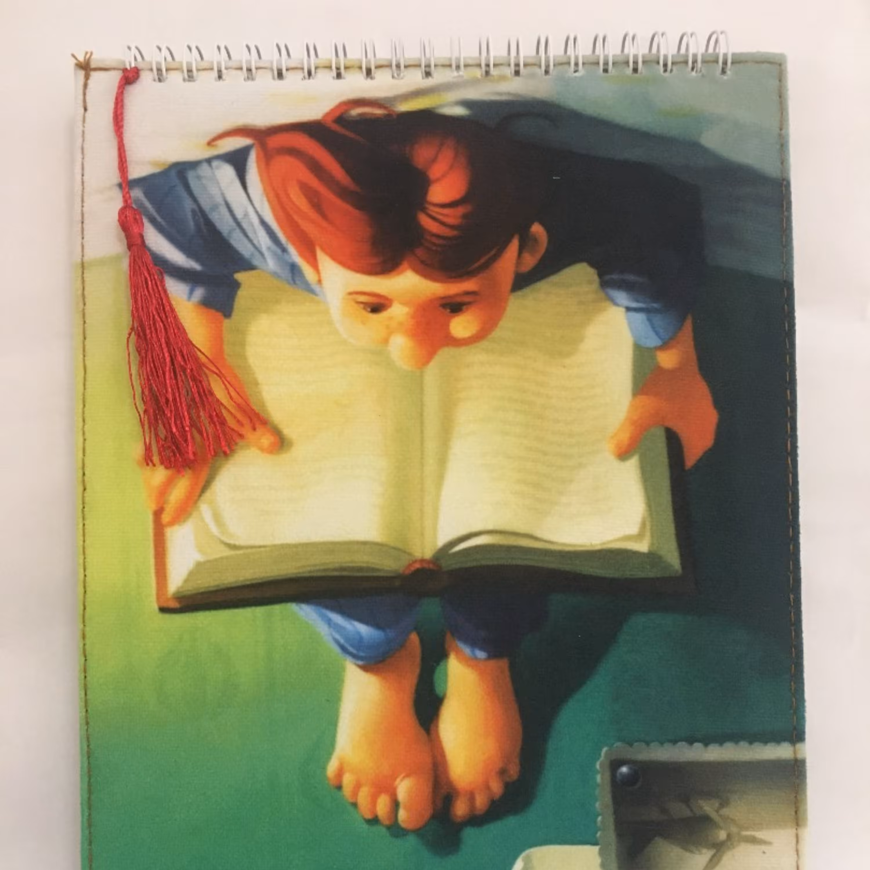 دفتر پارچه ای مخمل طرح فانتزی کتابخوانی سایز A4 با 80 برگ بدون خط 