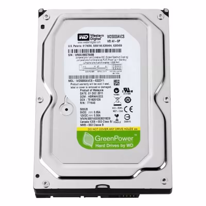 هارد اینترنال 500 گیگابایت وسترن دیجیتال سبز WD500AVD3 Green گارانتی الاتصال پلاس