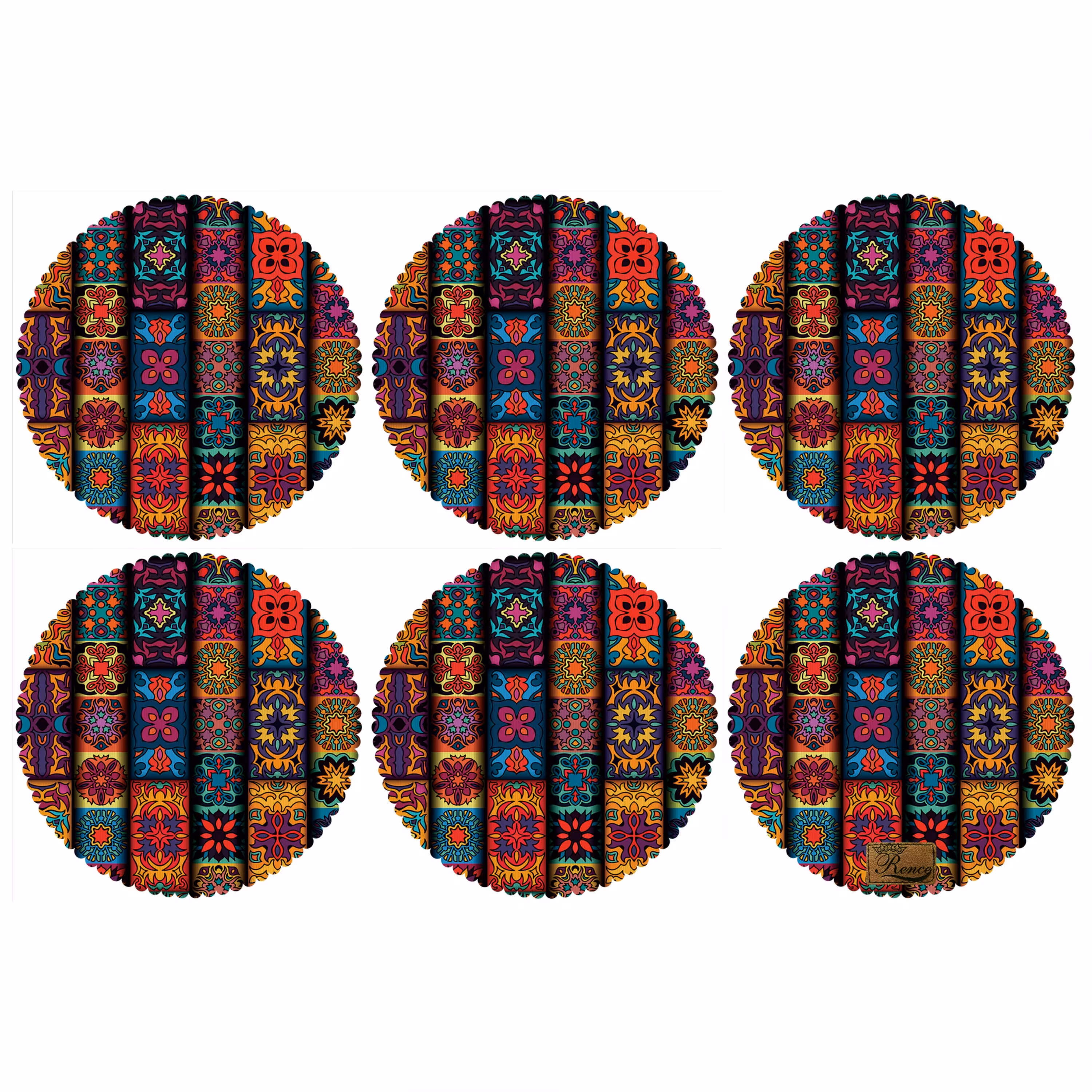 زیر بشقابی دایره ای پارچه مخمل سایز 30 در 30 مدل U2-525 شرکت رنس