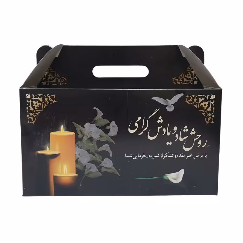 جعبه پذیرایی مراسم ترحیم دسته دار پک 100عددی
