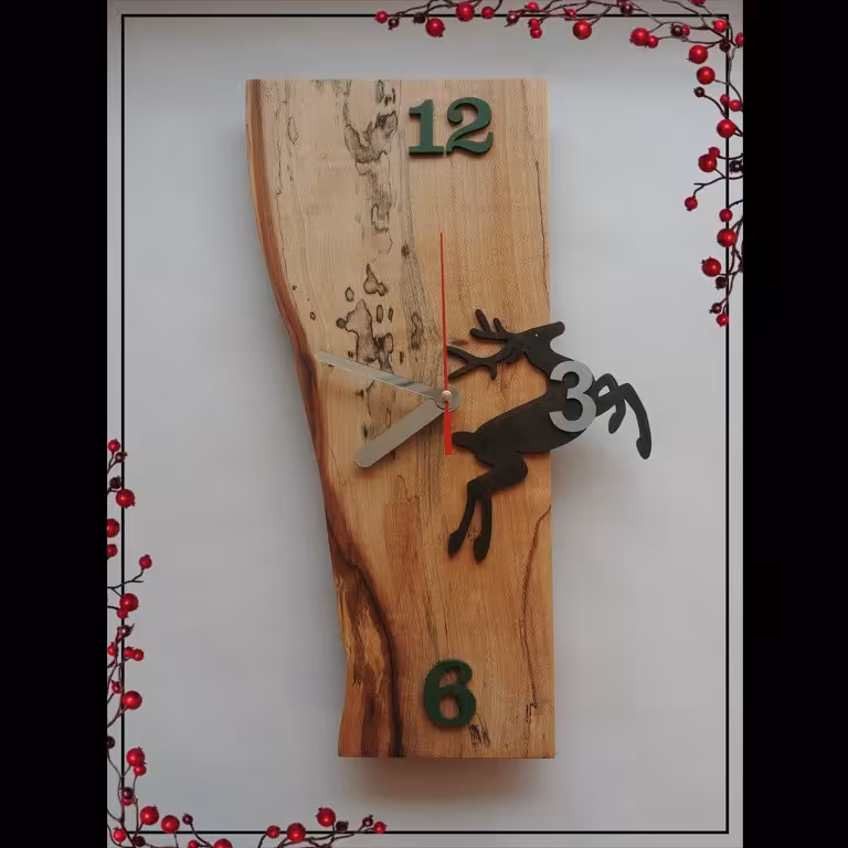 ساعت دیواری چوب افرا  ابعاد 18در38  کد E41