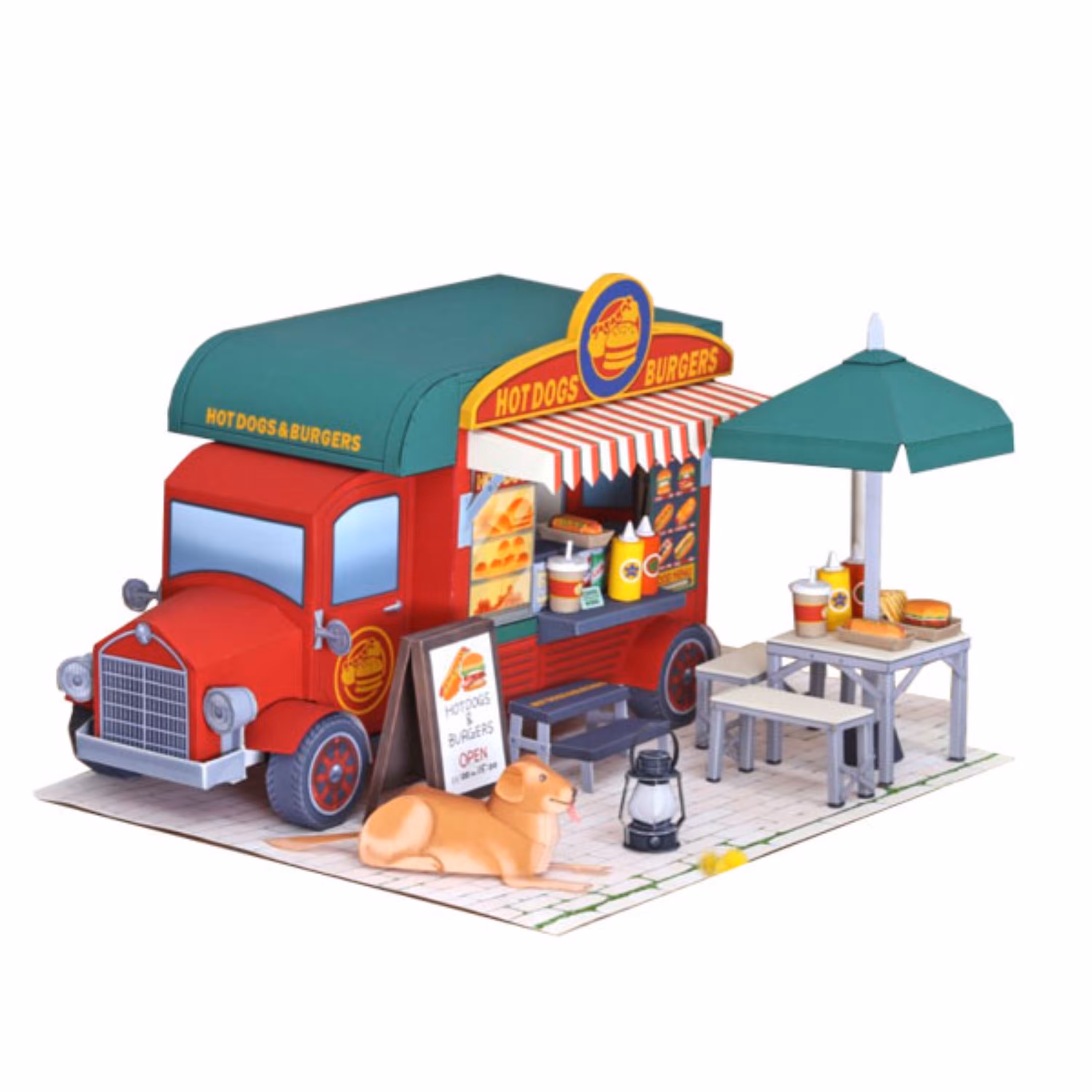 ماکت مینیاتوری مدل کاردستی ساختنی طرح فست فود سیار