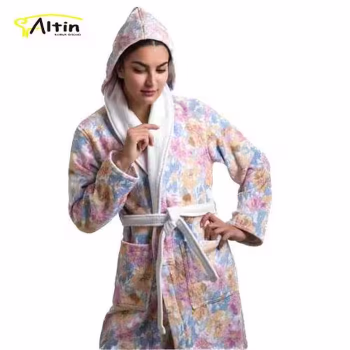 حوله پالتویی پودایران طرح شقایق کرم سایز 135