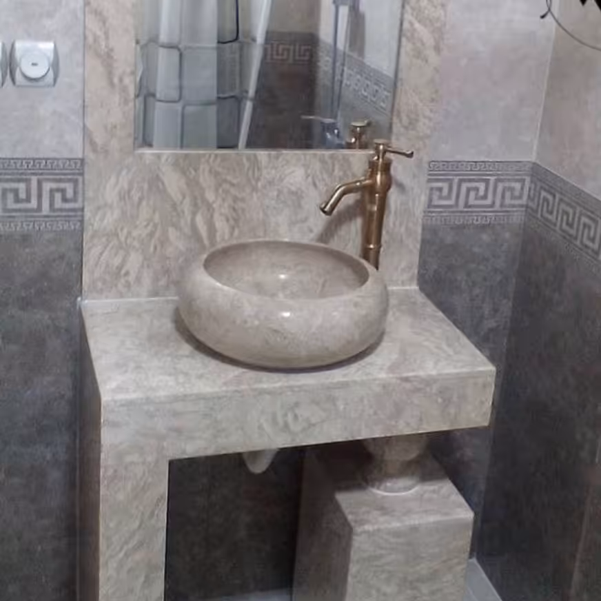 روشویی کابینتی مدل گینز سنگ پرشین ابعاد 40 در 60 دارای قاب آینه سنگی ارسال به سراسر ایران
