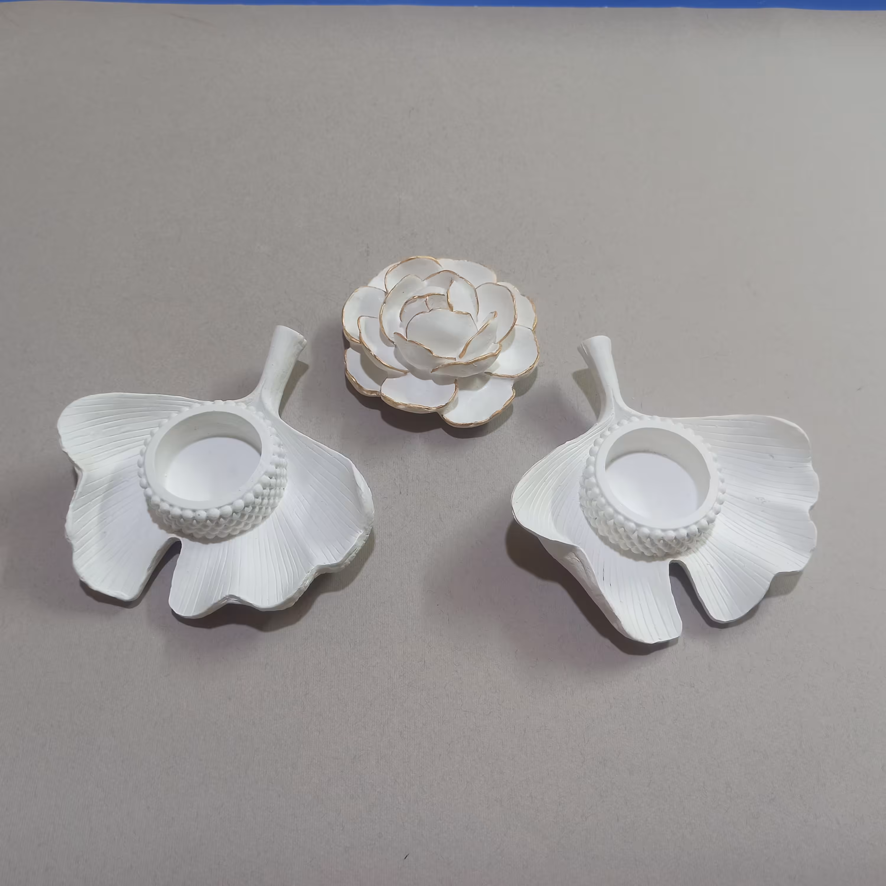 مجموعه 3 عددی جاعودی طرح گل و جاشمعی مدل وارمر طرح برگ