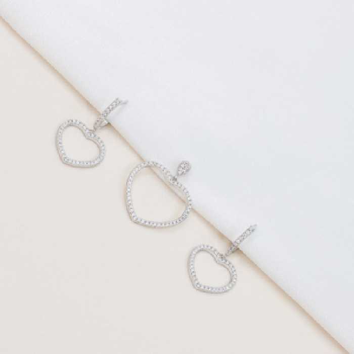 نیمست نقره قلبی توخالی عیار 925 با روکش رودیوم کد 1650