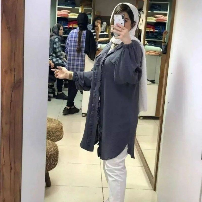 مانتو تونیک عروسکی جلو چین
تک سایز فری مناسب40تا44قد90
