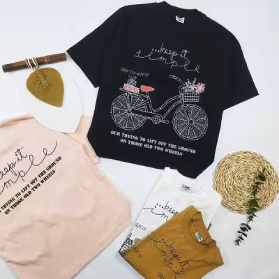 تیشرت دخترانه چاپ دوچرخه کد 10205