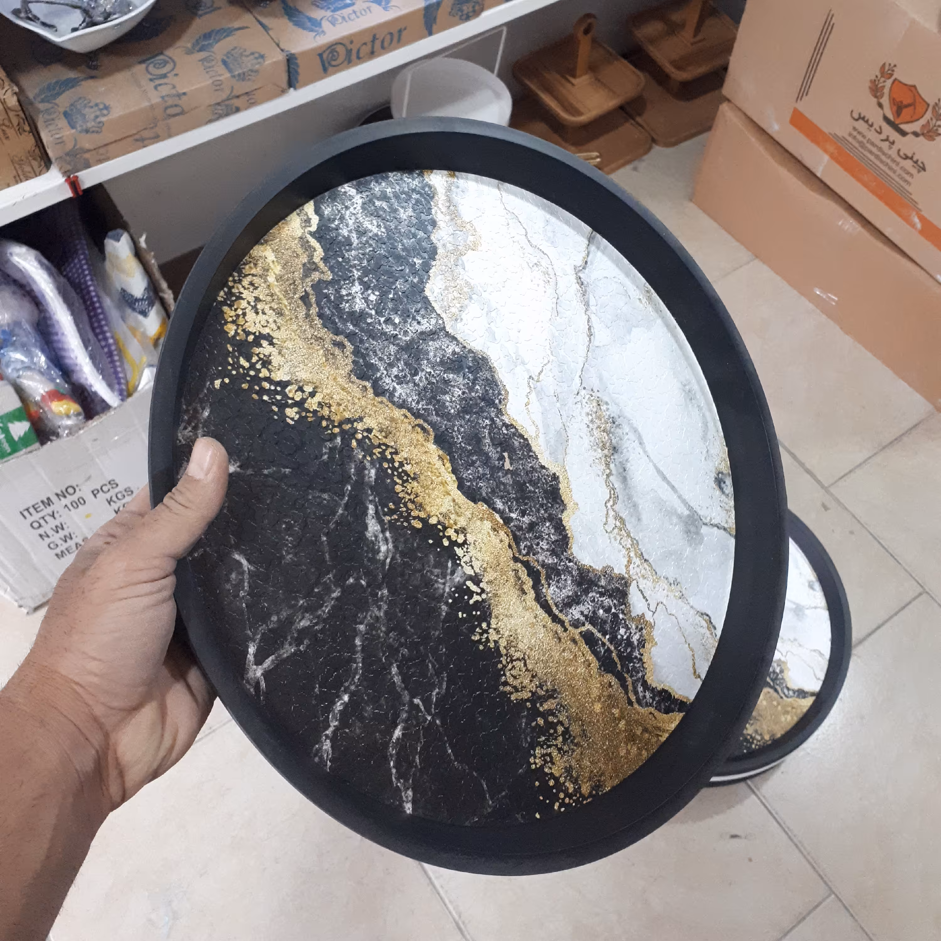 سینی گرد طرح سنگ جنس پلاستیک درجه یک  بسیار زیبا و کاربردی 